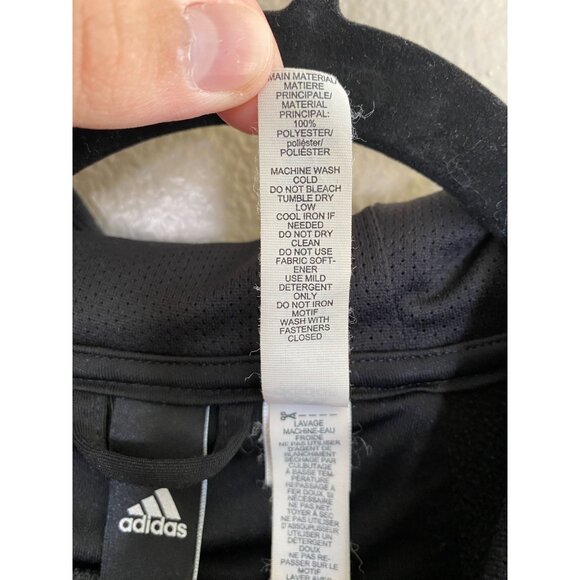 Adidas Mens Black Pullover Hoodie Large Polyester Long-Sleeves Drawstring - Picture 4 of 6